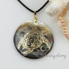round animal sea water black oyster shell mother of pearl goldleaf pendatns leather necklace jewelry design B