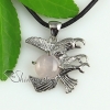 round eagle jade rose quartz agate natural semi precious stone pendant necklaces design B