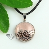 round flower glass opal jade rose quartz tiger's-eye natural semi precious stone necklaces pendants design C