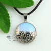 round flower glass opal jade rose quartz tiger's-eye natural semi precious stone necklaces pendants design D