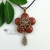 round flower teardrop rose quartz jade glass opal semi precious stone rhinestone necklaces pendants design D