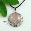 round glass opal rose quartz amethyst tiger's-eye agate jade natural semi precious stone necklaces pendants design B