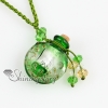 essential oil diffuser necklaces small wish bottle pendant necklace wholesale supplier handcrafted lampwork glass glitter jewellery green