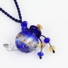 essential oil diffuser necklaces small wish bottle pendant necklace wholesale supplier handcrafted lampwork glass glitter jewellery dark blue