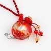 essential oil diffuser necklaces small wish bottle pendant necklace wholesale supplier handcrafted lampwork glass glitter jewellery red
