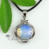 round jade glass opal amethyst natural semi precious stone pendant necklaces design D