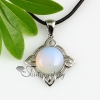 round openwork rose quartz glass opal agate semi precious stone necklaces pendants design C