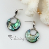 round openwork seawater rainbow abalone shell mother of pearl stud earrings design A
