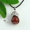 round owl glass opal amethyst tiger's-eye agate natural semi precious stone necklaces pendants design B