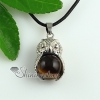 round owl glass opal amethyst tiger's-eye agate natural semi precious stone necklaces pendants design D