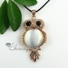round owl rose quartz jade amethyst semi precious stone rhinestone cat's eye necklaces pendants design E