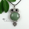 round owl rose quartz jade amethyst semi precious stone rhinestone cat's eye necklaces pendants design F