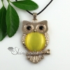 round owl rose quartz jade semi precious stone cat's eye tiger's-eye necklaces pendants design A