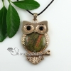 round owl rose quartz jade semi precious stone cat's eye tiger's-eye necklaces pendants design B