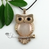 round owl rose quartz jade semi precious stone cat's eye tiger's-eye necklaces pendants design C