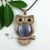 round owl rose quartz jade semi precious stone cat's eye tiger's-eye necklaces pendants design D