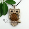 round owl rose quartz jade semi precious stone cat's eye tiger's-eye necklaces pendants design E