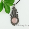 round peacock feather glass opal rose quartz cat's eye agate semi precious stone openwork necklaces with pendants design A