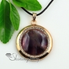 round rose quartz amethyst jade cat's eye semi precious stone rhinestone necklaces pendants design B