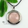 round rose quartz amethyst jade cat's eye semi precious stone rhinestone necklaces pendants design F