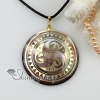 round sea water black oyster shell mother of pearl goldleaf pendatns leather necklace jewelry design C