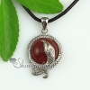 round snake rose quartz glass opal tiger's-eye agate natural semi precious stone pendant necklaces design B