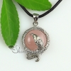 round snake rose quartz glass opal tiger's-eye agate natural semi precious stone pendant necklaces design E