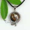 round snake rose quartz glass opal tiger's-eye agate natural semi precious stone pendant necklaces design F