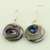 round swirled foil lampwork murano glass earrings jewelry design B