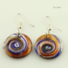 round swirled foil lampwork murano glass earrings jewelry design D