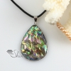 round teardrop rainbow abalone seashell mother of pearl oyster sea shell pendant necklaces design B