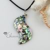 s form patchwork sea water rainbow abalone shell mother of pearl pendants leather necklaces jewelry design A