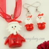 santa claus venetian murano glass pendants and earrings jewelry red