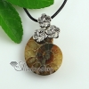 sea shell flower natural semi precious stone plated necklaces pendants design B