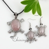 sea turtle move amethyst rose quartz jade semi precious stone necklaces pendants and dangle earrings jewelry sets design A