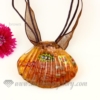 seashell lampwork murano glass necklaces pendants jewelry brown