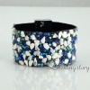 shining rhinestone magnetic buckle wrap slake bracelets mix color leather bracelet design A
