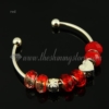 silver charms bangles bracelets with rainbow crystal beads red