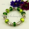 silver charms bracelets with crystal murano glass beads green