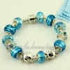 silver charms bracelets with crystal murano glass beads light blue