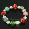 silver charms bracelets with european crystal beads rainbow