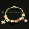 silver charms bracelets with european enamel beads pink
