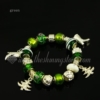 silver charms bracelets with european murano glass european beads green