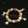 silver charms bracelets with european murano glass european beads pink