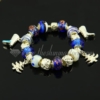 silver charms bracelets with european murano glass european beads blue