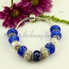 silver charms bracelets with murano glass big hole beads blue