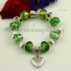 silver charms bracelets with murano glass crystal beads green