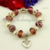 silver charms bracelets with murano glass crystal beads purple
