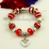 silver charms bracelets with murano glass crystal beads red