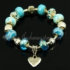 silver charms bracelets with murano glass crystal beads light blue
